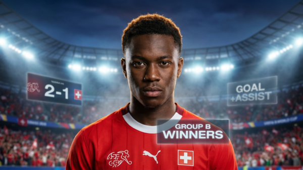 Johan Manzambi, but et passe, Suisse premiere du groupe B, CDM 2026