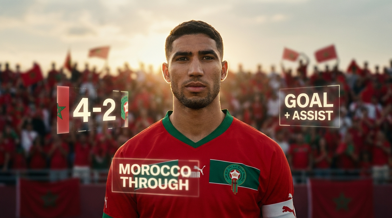 Achraf Hakimi, but et passe, le Maroc qualifie, CDM 2026