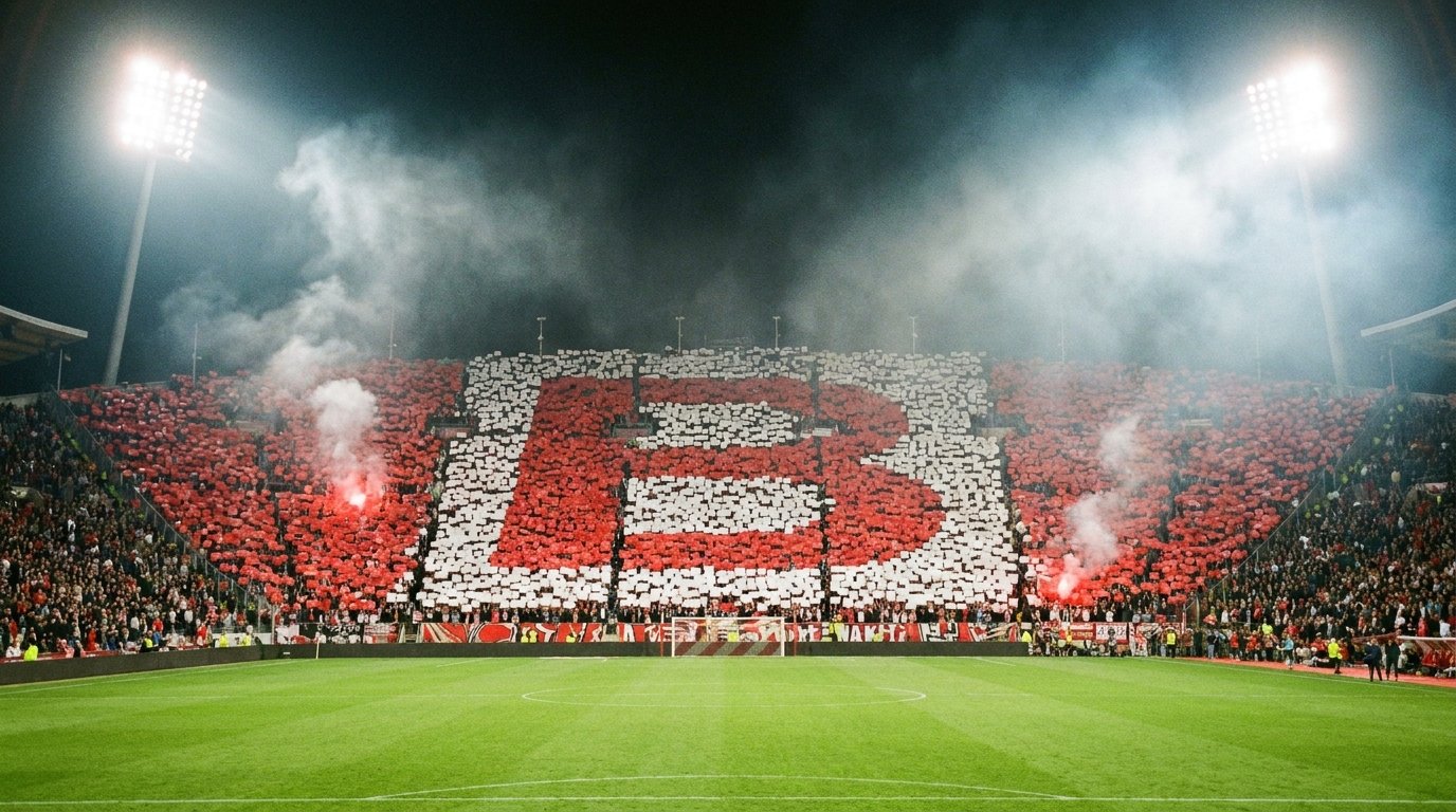 Tifo géant formant la lettre B dans un stade — Groupe B, Coupe du Monde 2026