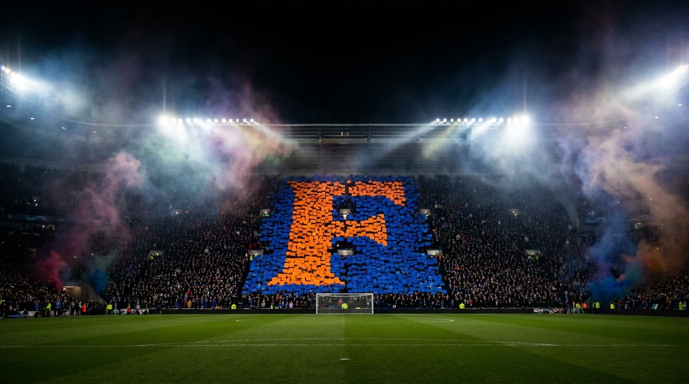 Tifo géant formant la lettre F dans un stade — Groupe F, Coupe du Monde 2026